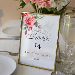 Romantic Watercolor Rosa ros Bordsnummer<br><div class="desc">Ett vackert kluster av elegant vattenfärg  rosa ros och löv på en subtil pastellbakgrund med vattenfärg. Innehåller textgrafik "Bord" i anpassningsbarnas skriptteckensnitt (eller ta bort och anpassa i designredigeraren) med redigerbar fält.</div>
