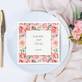 Romantic Watercolor Rosa ros Pappersservett