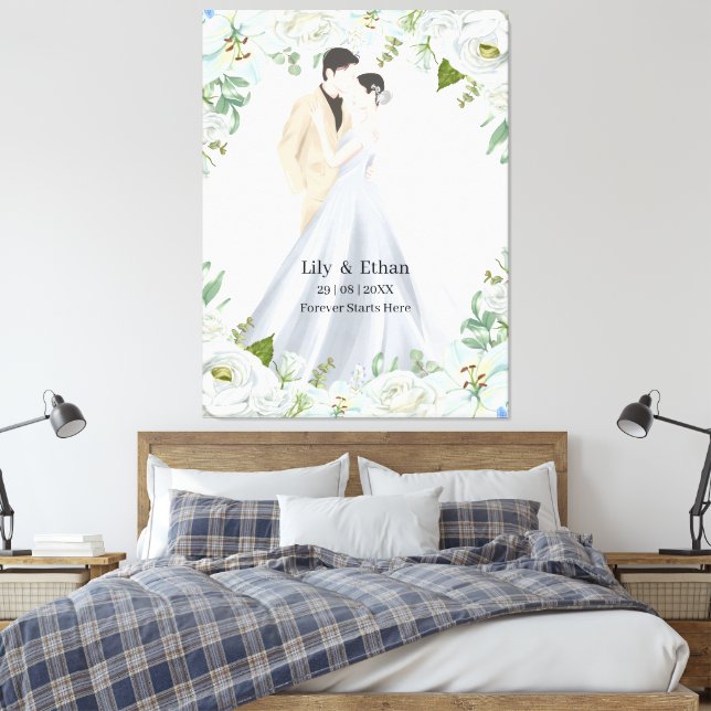 Romantic Watercolor Wedding Canvastryck (Insitu (sovrum))
