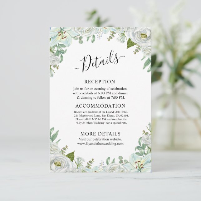 Romantic Watercolor Wedding Tilläggskort (Stående Fram)