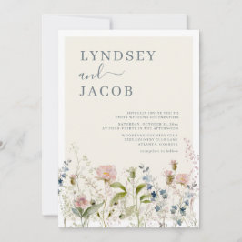 Romantic Watercolor Wildblomma Blommigt Bröllop Inbjudningar
