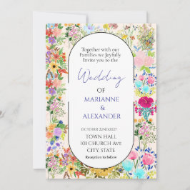 Romantic Watercolor Wildflower Wedding Inbjudningar