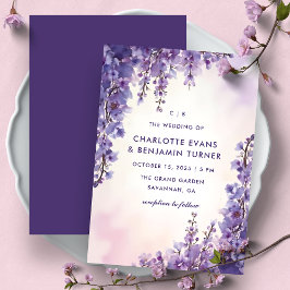 Romantic Watercolor Wisteria Lila Garden Wedding Inbjudningar