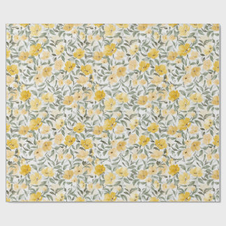 Romantic Watercolor Yellow Floral Garden Presentpapper