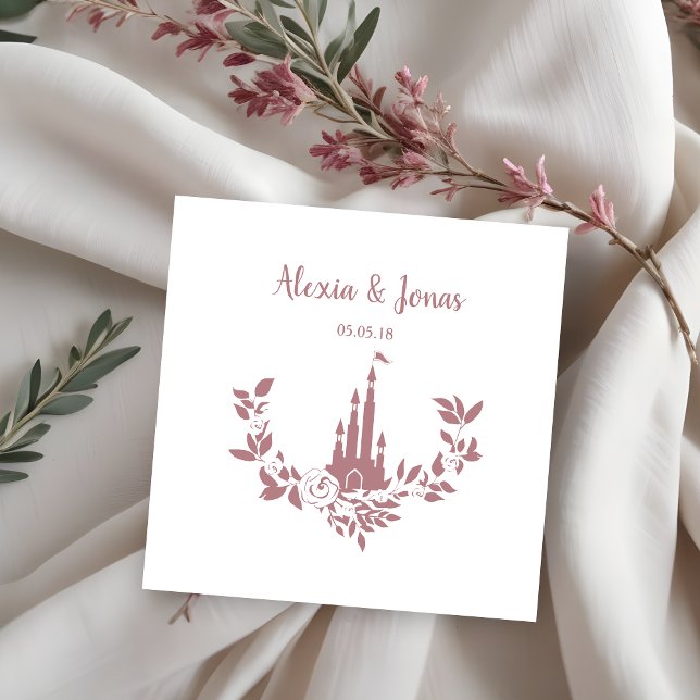 Romantic Wedding Design with Castle and Flowers Stämpel (Romantic Wedding Design with Castle and Flowers Perfect on kraft paper to give a modern rustic look.)