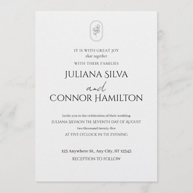 Romantic Wedding Invitation | Chic & Modern  Inbjudningar (Framsida)