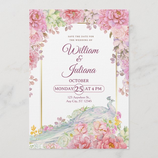 Romantic Wedding Invitation | Elegant Modern Inbjudningar (Framsida)