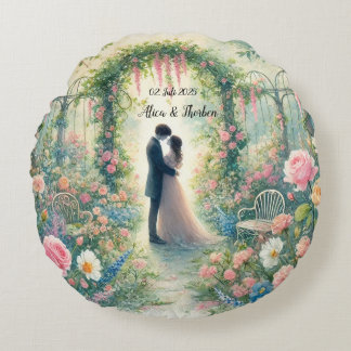 Romantic Wedding pastell Nr.3 Rund Kudde
