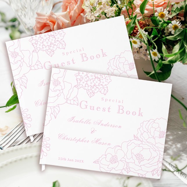 Romantic Wedding Peonies Delicate Blush Pink Gästböcker (Skapare uppladdad)