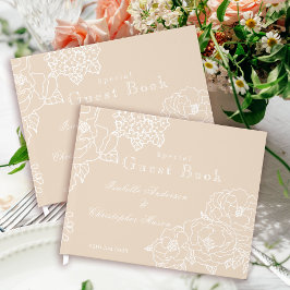 Romantic Wedding Peonies Delicate Ivory Gästböcker