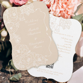 Romantic Wedding Peonies Delicate Ivory Inbjudningar