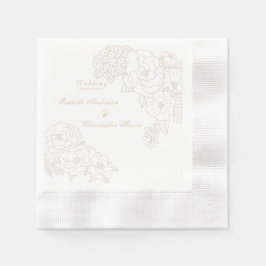 Romantic Wedding Peonies Ivory White Paper Napkin Pappersservett
