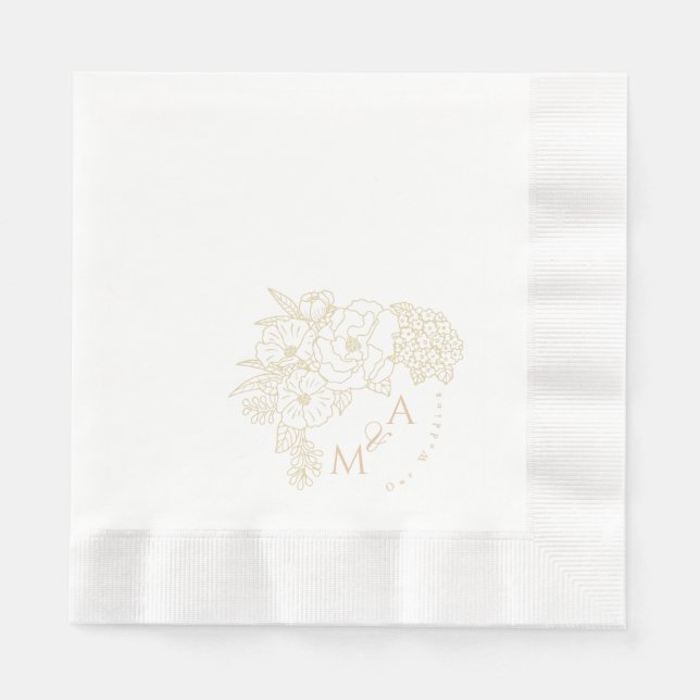 Romantic Wedding Peonies Ivory White Pappersservett (Framsidan)