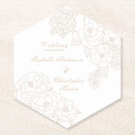 Romantic Wedding Peonies Ivory White Underlägg Papper