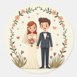 Romantic Wedding Stickers Runt Klistermärke