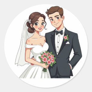 Romantic Wedding Stickers Runt Klistermärke
