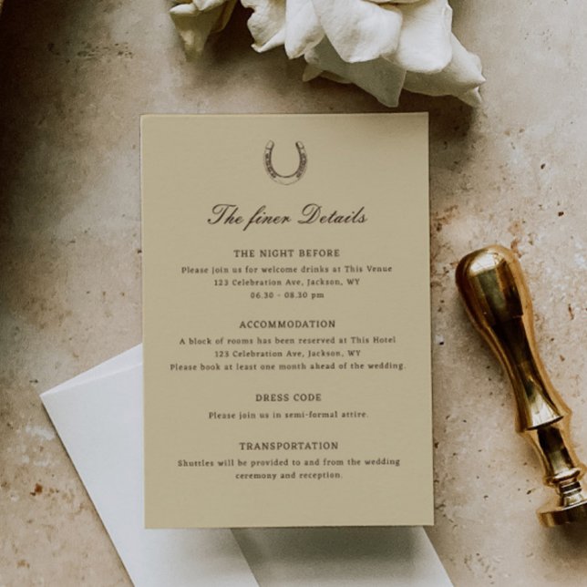 Romantic Western Ranch Wedding Details Tilläggskort (Skapare uppladdad)