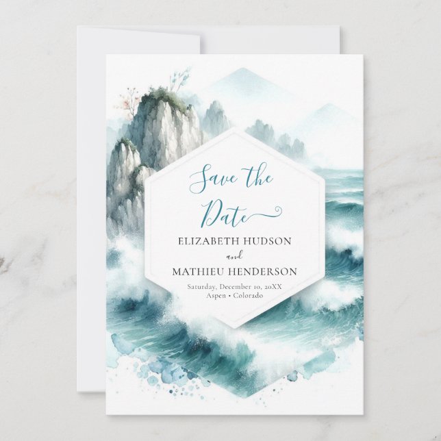 Romantic Whimsical Nautical Bröllop Spara Datumet (Framsida)