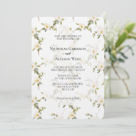 Romantic White Blommigt Bröllop Inbjudningar