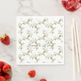 Romantic White Blommigt Bröllop Pappersservett