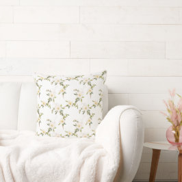Romantic White Blommigt Kudde