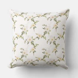 Romantic White Blommigt Kudde