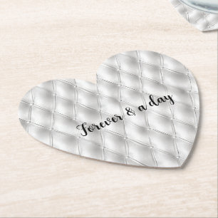 Romantic White Faux Leather Underlägg Papper