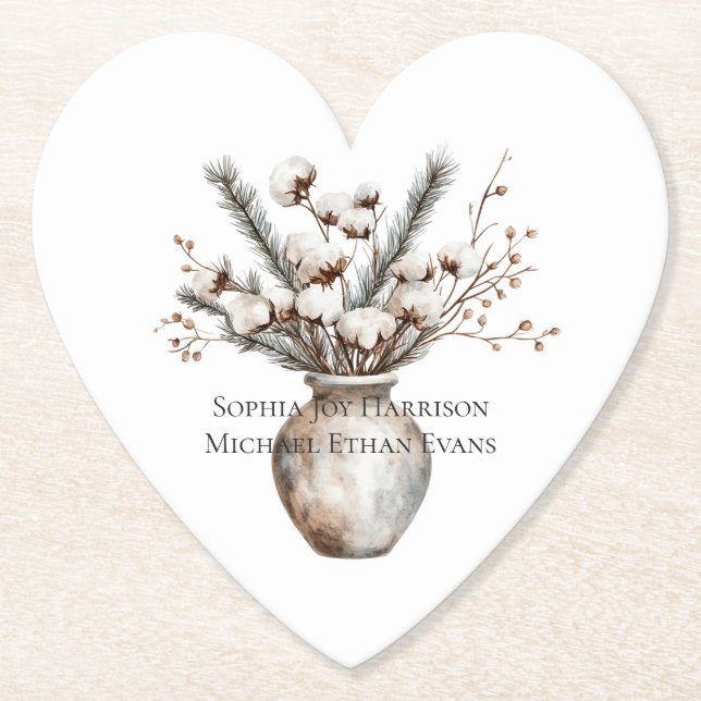 Romantic White Flowering Tree in Vase Wedding Underlägg Papper (Framsida)