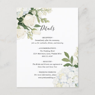 Romantic White Hydrangea Ro Elegant bröllop Tilläggskort