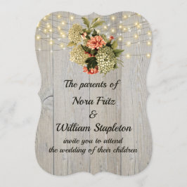 Romantic White Hydrangea Rosa Carnation Inbjudningar