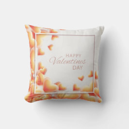 Romantic White n Burnt Orange Heart Alla hjärtans Kudde