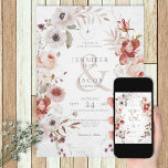 Romantic White Pink Floral Wedding Invitation Inbjudningar<br><div class="desc">This design features a beautiful white distressed background with a delicate pink,  maroon,  white,  purple,  and green floral sprays. It's romantic with a touch of vintage. Created by Simply Farmhouse Press,  it's part of the Romantic Rose Pink Floral Wedding Suite of cards.</div>