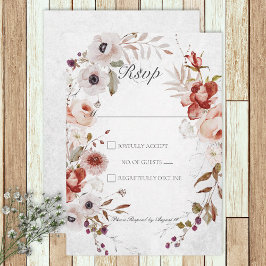 Romantic White Pink Floral Wedding Response Card OSA Kort