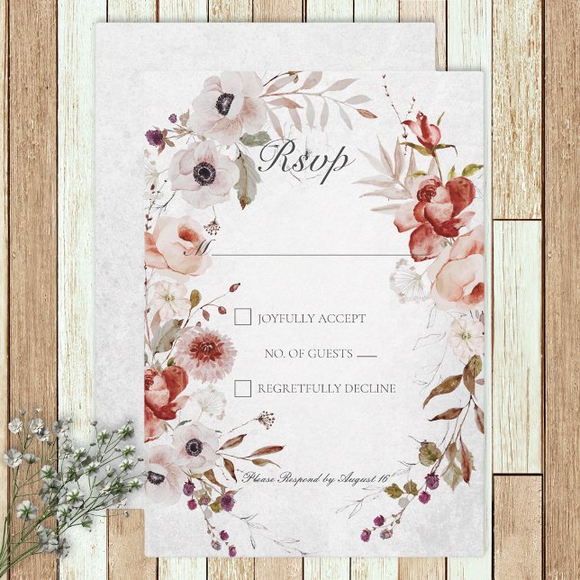Romantic White Pink Floral Wedding Response Card OSA Kort (Skapare uppladdad)