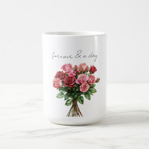 Romantic White Red Rosa ros Blommigt Bröllop Kaffemugg