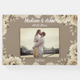 Romantic White Rustic Ro Bröllop Photo Gästböcker