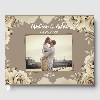 Romantic White Rustic Ro Bröllop Photo Gästböcker