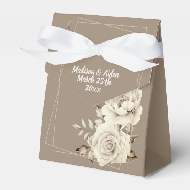 Romantic White Rustic Ro Bröllop Presentaskar (Framsidan Sidan)