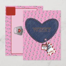 Romantic Wifey Hubby Electrical Lock Märkre Heart Vykort