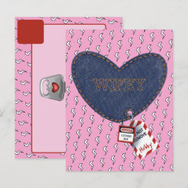 Romantic Wifey Hubby Electrical Lock Märkre Heart Vykort