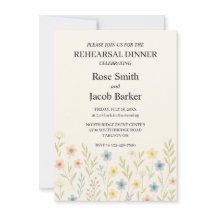 Romantic Wildblomal Bröllop Rehearsal Dinner Invit