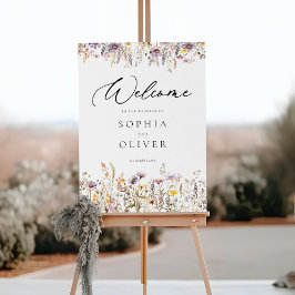 Romantic Wildblombloom Blommigt Bröllop-tecken Poster
