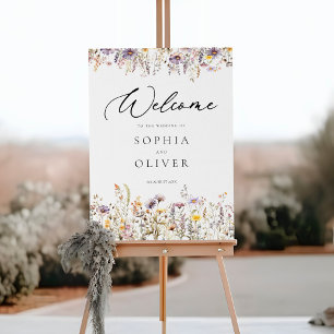 Romantic Wildblombloom Blommigt Bröllop-tecken Poster