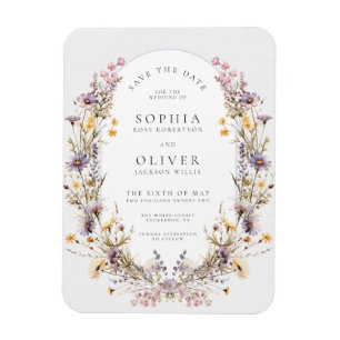 Romantic Wildblombloom Spara datum Magnet