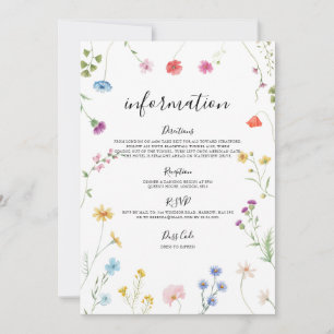 Romantic Wildbloms Bröllop informationskort Julkort