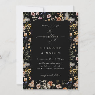Romantic Wildflower Frame Wedding Invitation Inbjudningar