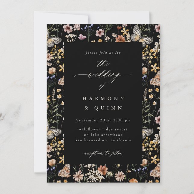 Romantic Wildflower Frame Wedding Invitation Inbjudningar (Framsida)