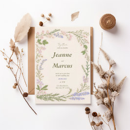 Romantic Wildflower Wreath Wedding Invitation Inbjudningar
