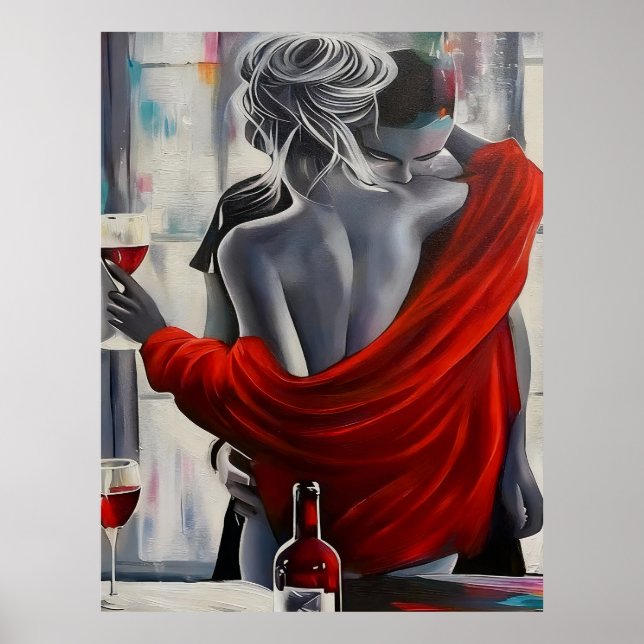 Romantic Wine Embrace Poster (Framsidan)