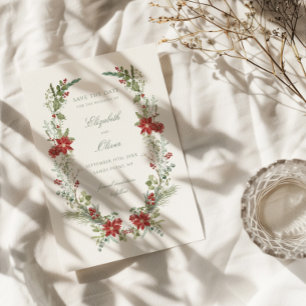 Romantic Winter Blommigt Bröllop Spara Datumet